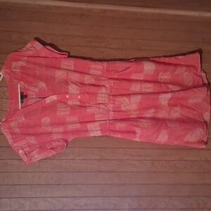 GAP Coral and White Patterned Dress
